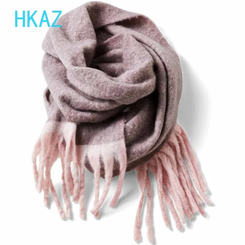 Scarf for Women Circle Yarn Winter Solid Color Japanese Sweet Beautiful Women Warm Thickened Anti-static Versatile Scarf