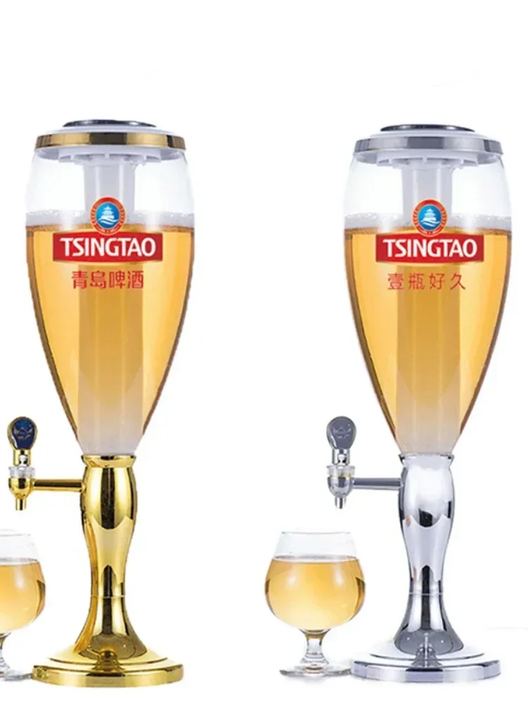 

#Beer Cannon Craft Brewing 3L Qingdao Draft Beer Large Capacity 5L Gold and Silver Glowing Beverage Bucket Draft