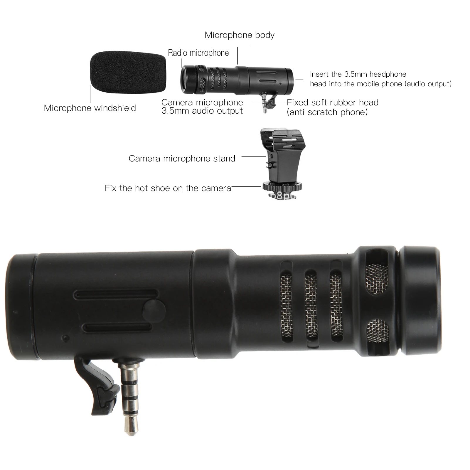 MIC 06 Microphone Mobile Phone Mini Microphone 3.5mm for Live Conference Video Vlog Microphone Mini Microphone for Mobile Phone