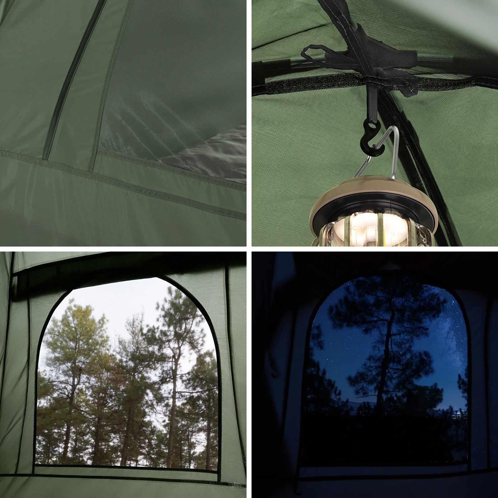 SoBuy OGS32-II-L Campingzelt Einzelzelt mit Lampenhaken und Schuhaufbewahrungstaschen 3in1-Zelt 2 Person praktische – Detail 3