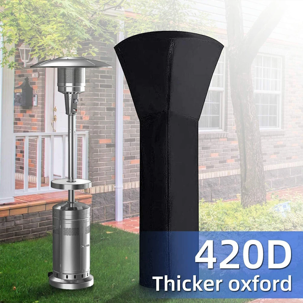 420D Oxford Cloth Waterproof Air Heater Cover Fan-shaped Heater Cover Black Umbrella Shaped Garden Courtyard Dust Patio Cover