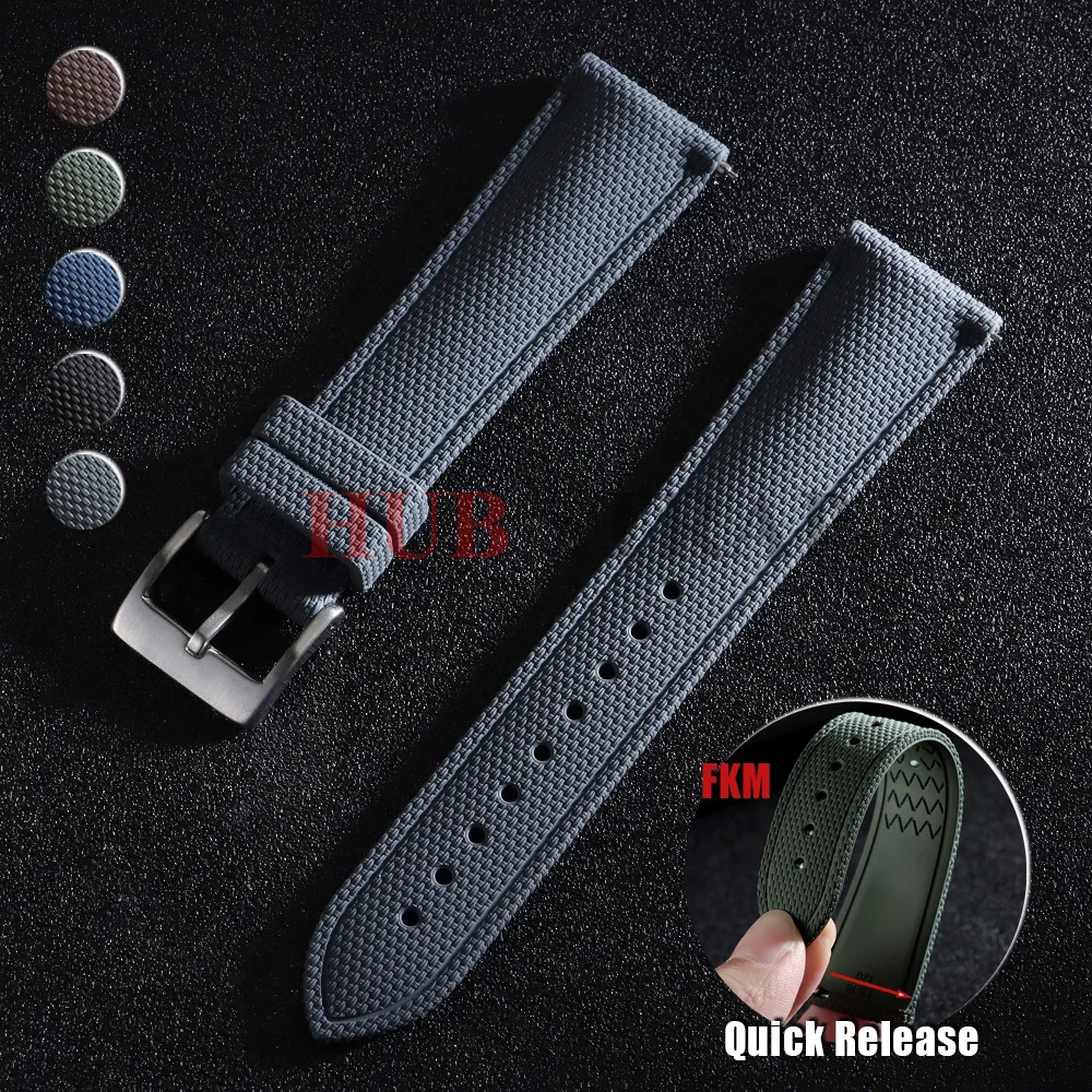 FKM Rubber Watchband 20mm 21mm 22mm Watch Strap Quick Release Bracelet for Omega for Seiko for Citizen for Rolex WeaveGrain Band
