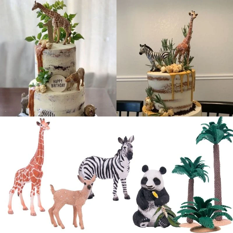 Giraffa leone elefante animali Cake Topper Cake Decor Baby Shower 1st Birthday Party Decor Kids Wild One Jungle Safari Party Zoo