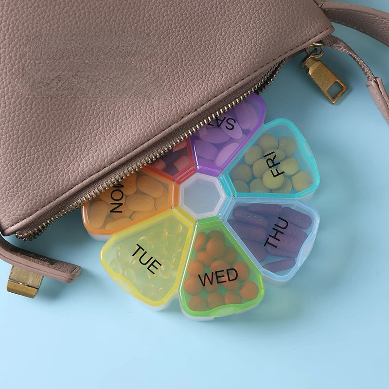 New 7 Days Round Portable Medicine Pill Box Mini Small Travel Vitamin Cases Container Organizer Storage Tablet Fish Oils Tools