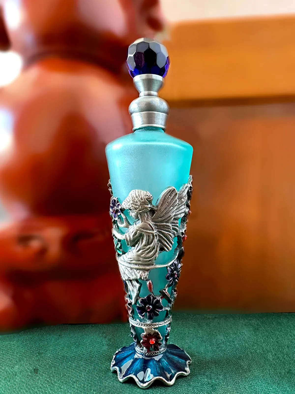 Glass Perfume Bottles Empty Vintage Bejeweled Angel Hummingbird Flower Decorative Fancy Crystal Perfume Bottle Refillable(25ML)