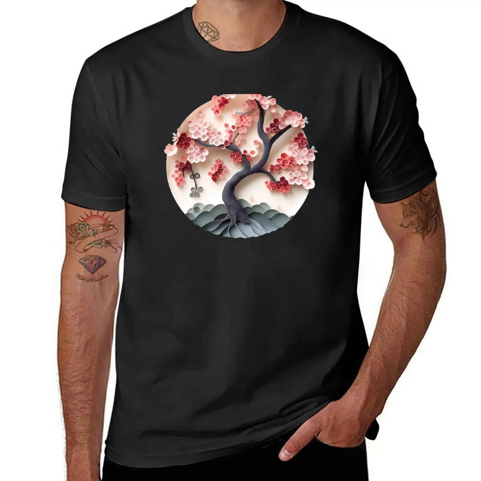 Pink Japanese Cherry Blossom - The Paper Collection T-Shirt funnys anime clothes mens t shirt