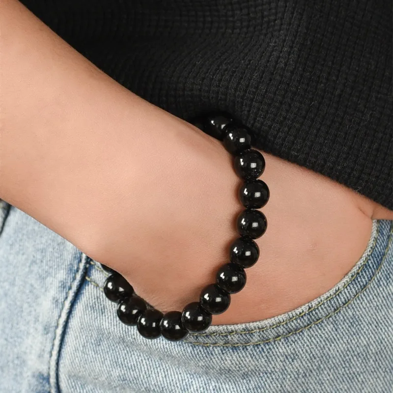 6/8/10/12/14mm Black Obsidian Stone Bracelets Fat Relief Promote Blood Circulation Anti Anxiety Weight Loss Bracelet Jewelrys view 6