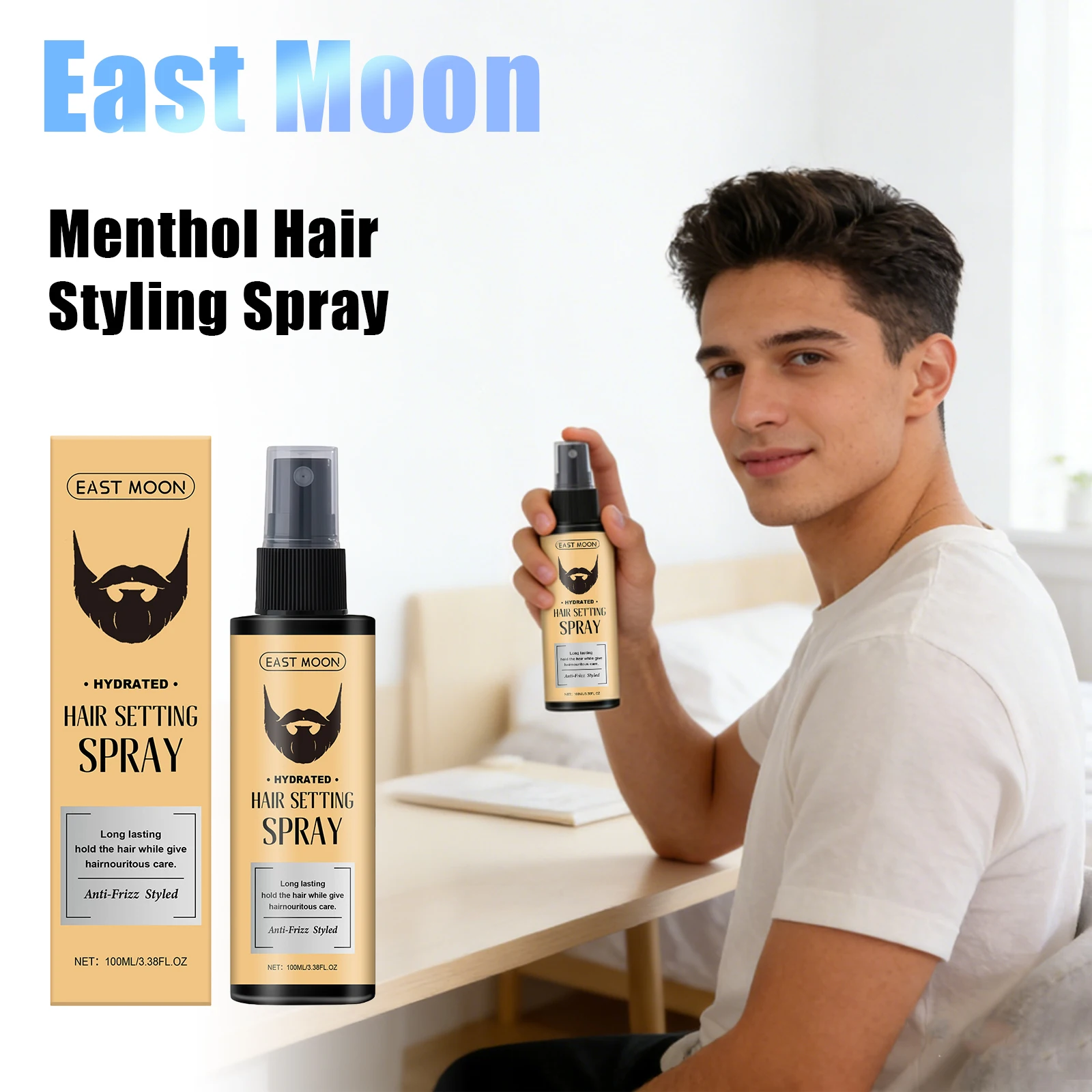East Moon Hair Styling Spray Lasting Hold Easy Grooming Assist Shaping Comfort Nourish Non-Sticky Quick Dry Hair Setting Spray