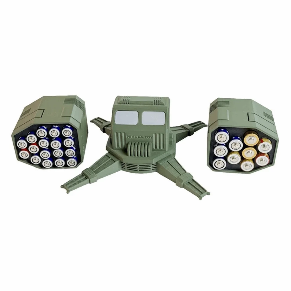 

AA Type Battery Storage Box AAA Type Creative Design Desktop Ornament 360 Rotation Mecha Style Battery Case Desktop Display