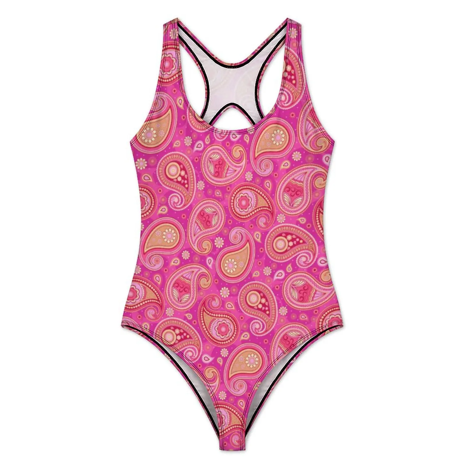 Elegant Paisley Print Swimsuit Sexy Vintage Floral One-Piece Swimwear Push Up Swimsuits Classic Holiday Rave Monokini