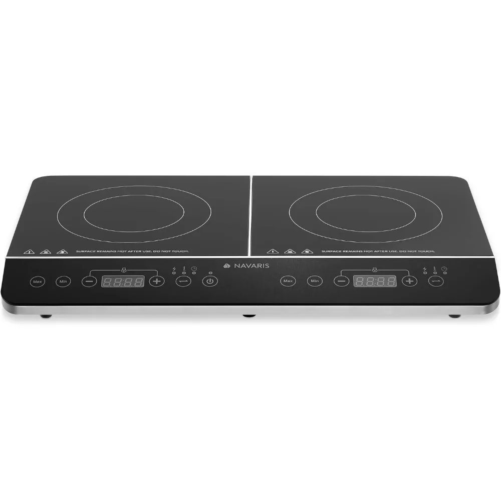 Navaris Dual Countertop Electric Stove Burner Cook-Top Hot Plate with 2 Hobs for Cooking - 24 x 14 x 3 Inches