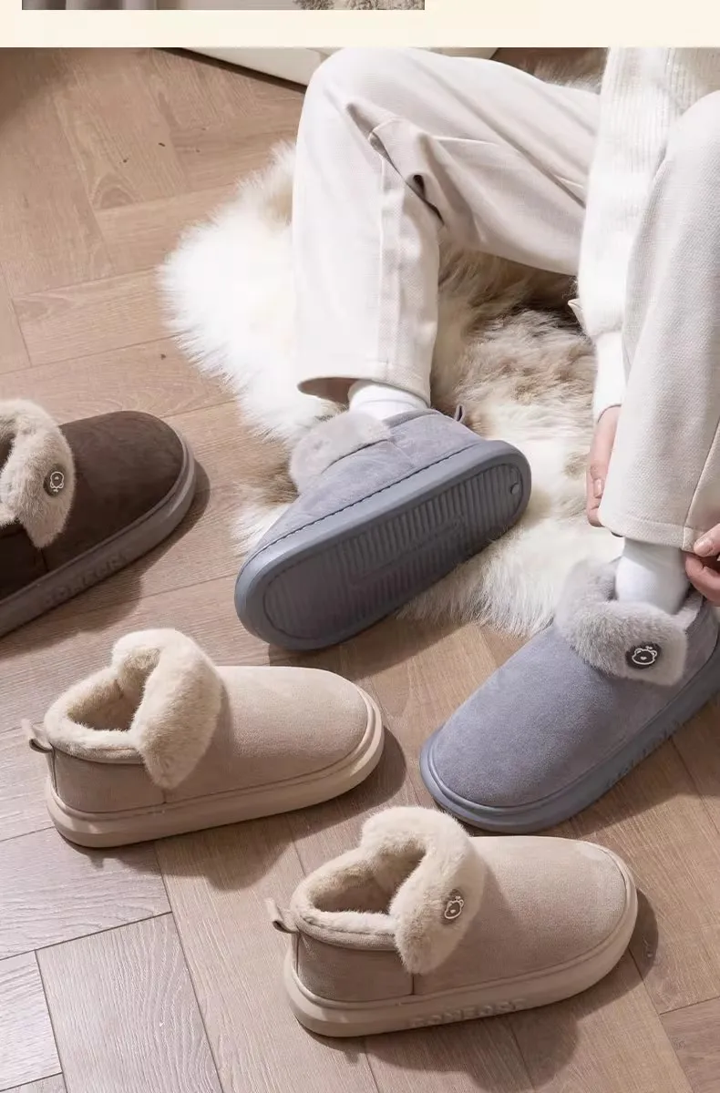 Winter Warme Hausschuhe Indoor Outdoor Baumwolle Plüsch Schuhe Eva Leichte Gemütliche Pelz Futter Für Männer Frauen Familie Komfort – Detail 15