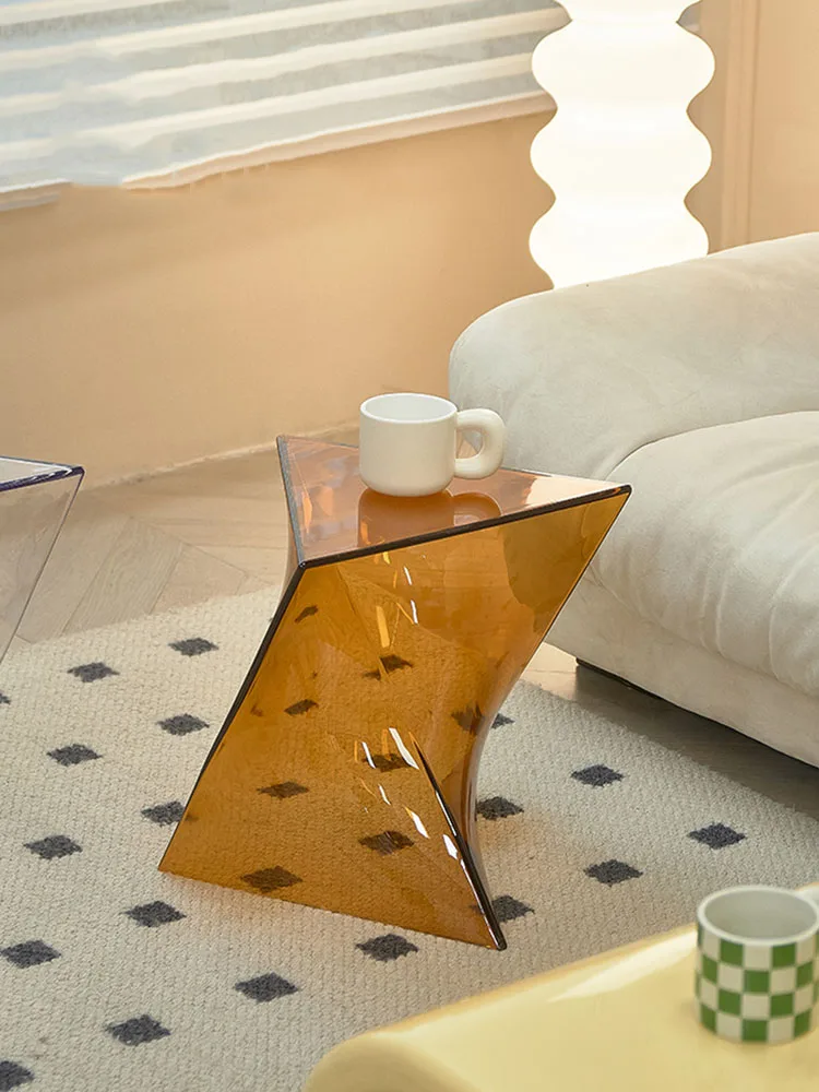 Creative Coffee Table,Acrylic Furniture,Living Room,Sofa Corner Table,Irregular Transparent Balcony,Small Edge Tables Customized image 6