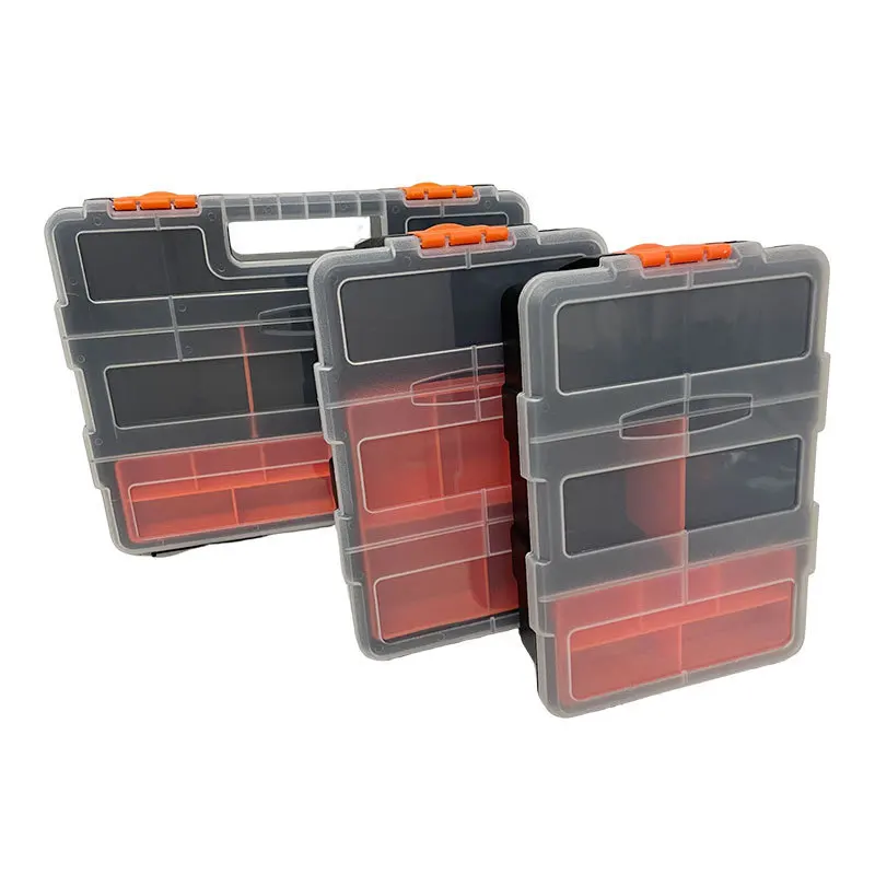 Parts Storage Box Plastic Handheld Double Sided Transparent Screw Component Box Compartmentalized Tool Box Compartment Case