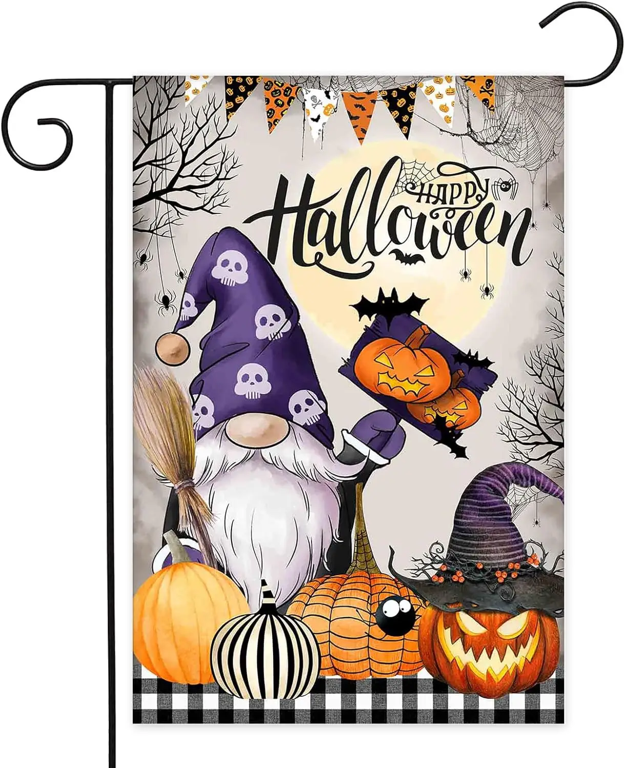 Avezano Halloween Garden Flag Happy Halloween Gnomes Yard Flag Pumpkin Fall Autumn Outside Garden Decorations 12x18 Inch Outdoor