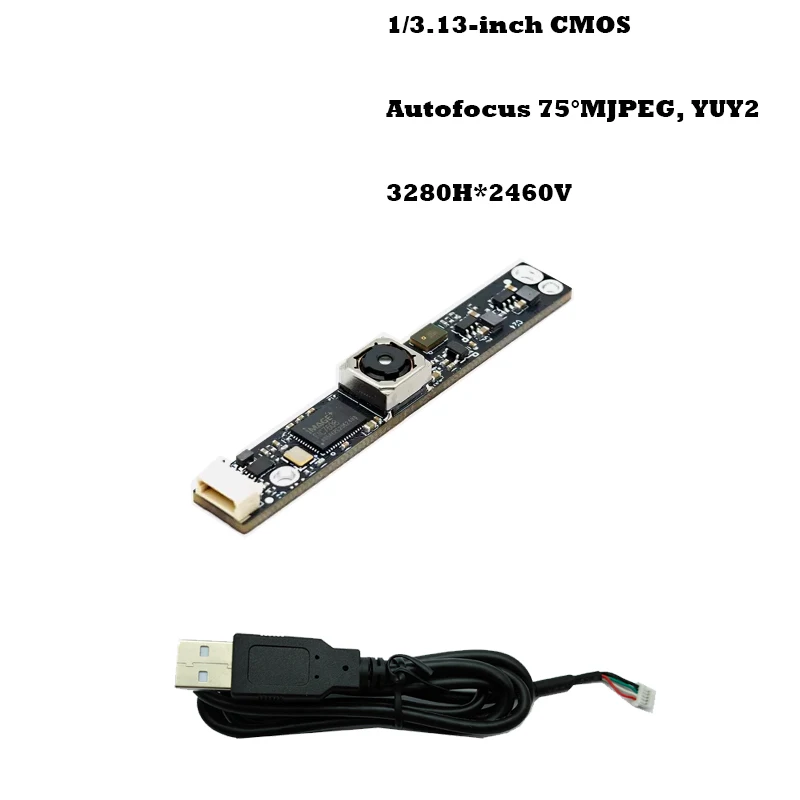 3280Hx2460V 8MP HD 1/3,13 polegadas CMOS USB2.0 Módulo de câmera PDAF Focus 75 °   e compatível com UVC para Plug and Play com cabo USB de 1M