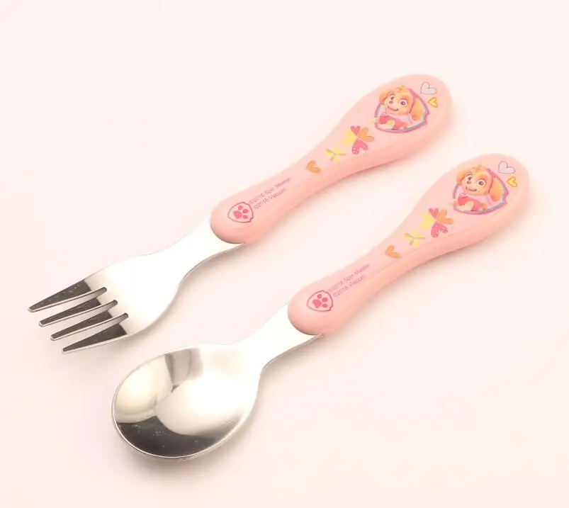 OPP Bag Genuine PAW Patrol 2pcs Cartoon Kids Spoon Fork Set Dessert CHASE SKYE Baby Gadgets Feed Kid Children\'s Cutlery Toy Doll