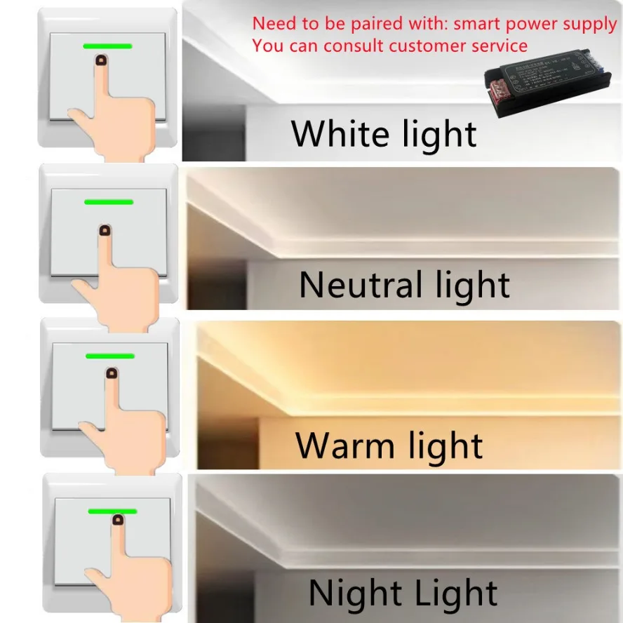 24V Tri Color Smart Dimming 10m COB LED Strip Light 480LEDs/m 8mm Width High Density Flexible Light Strip for TV Wall Decoration