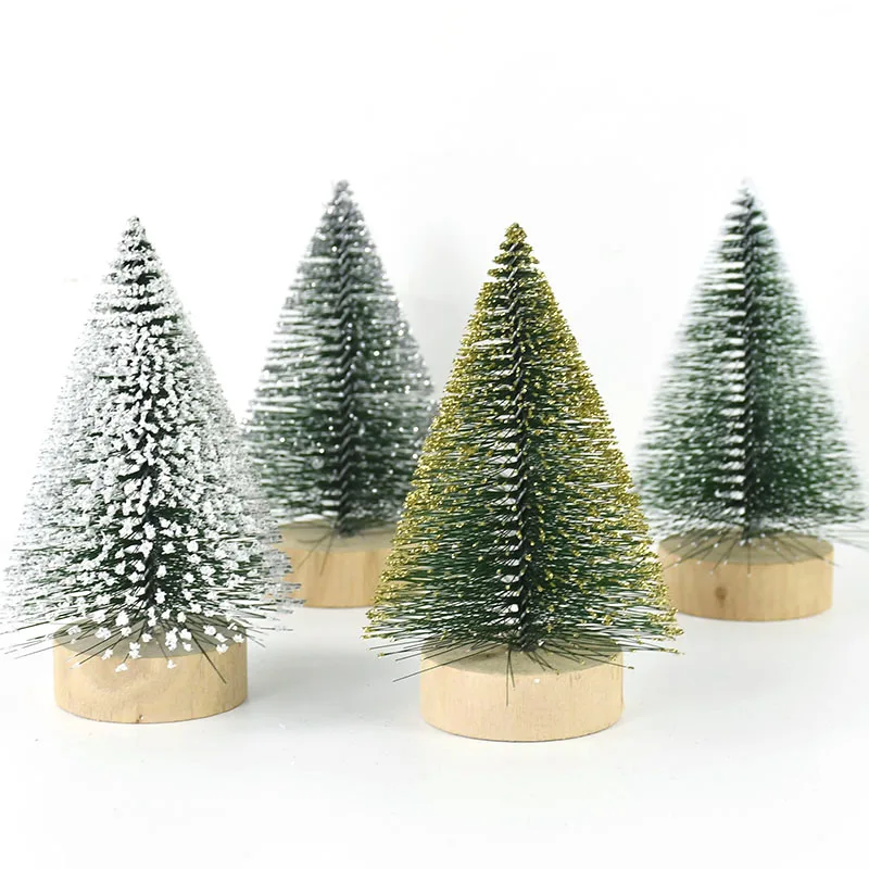 1pcs Miniature Christmas Tree Small Artificial Sisal Snow Landscape Architecture Trees for Christmas Crafts Tabletop Decoration