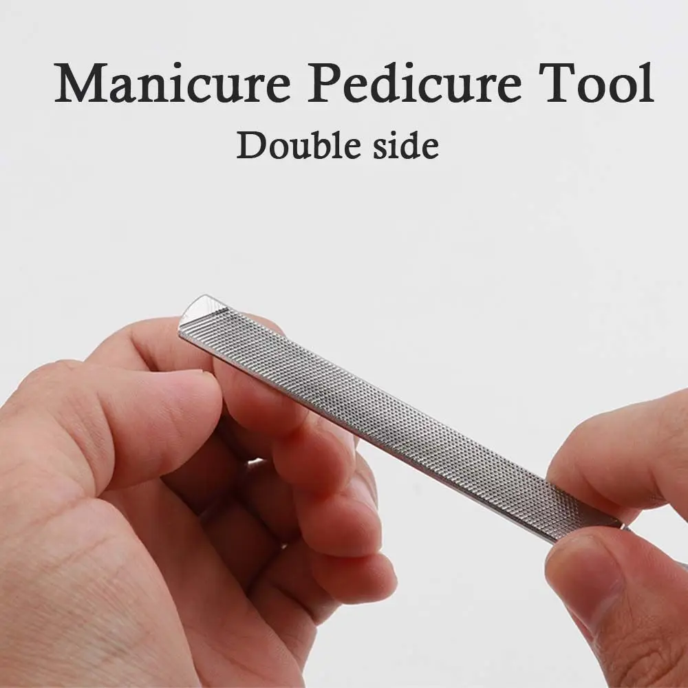 Durable Concave Handle Stainless Steel Double sided Nail Art Tools Nail Grinding Buffer Pedicure Tool Cuticle Remover Nail File