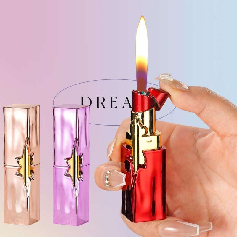 

Portable Lipstick Inflatable Lighter Fashionable Open Flame Outdoor New Lighter Cigarette Accessories Women's Smoking Gift