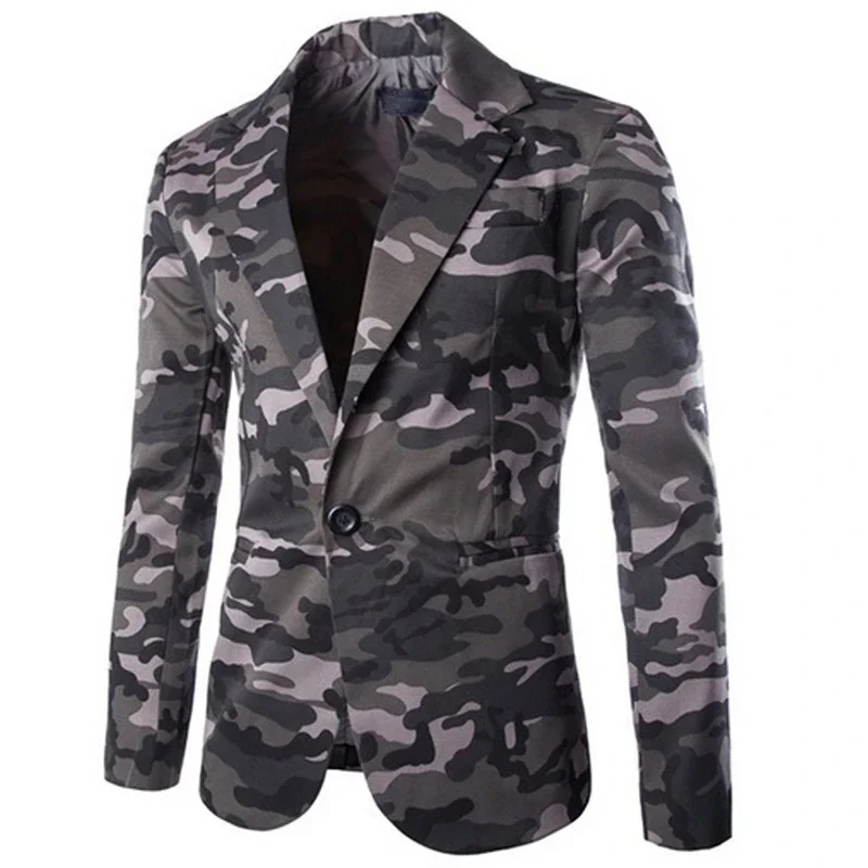 Mens Camo Suit Jacket Oversize Long Sleeve Suit Blazer Slim Fit Cotton Casual Coat Green Camo Blazer Men