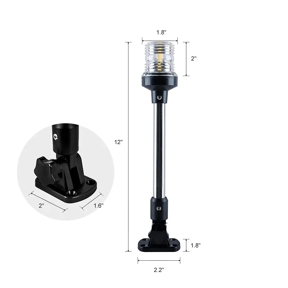 Luz LED plegable de 360 grados para navegación de barcos, luz de anclaje marino para yates, 12 ~ 24 V, accesorios para barcos