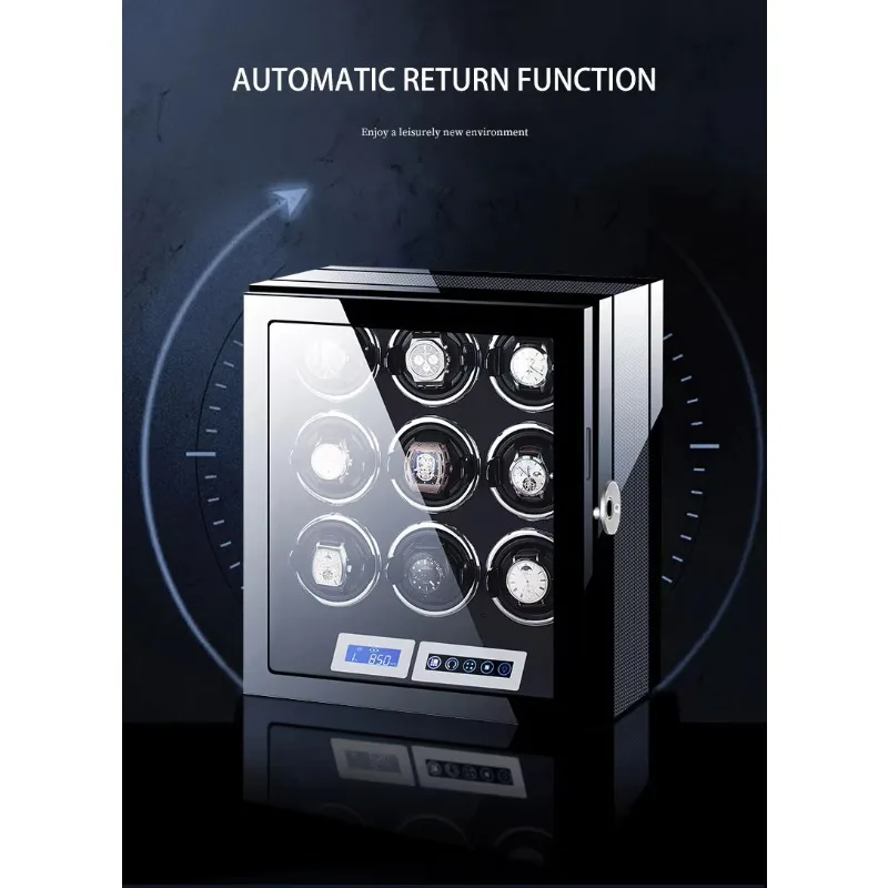 Automatic Watch Winder Safe Box Luxury Brand 6-24 Slot Watches Box with Fingerprint Unlock LCD Touch Screen Wooden Watch Storage