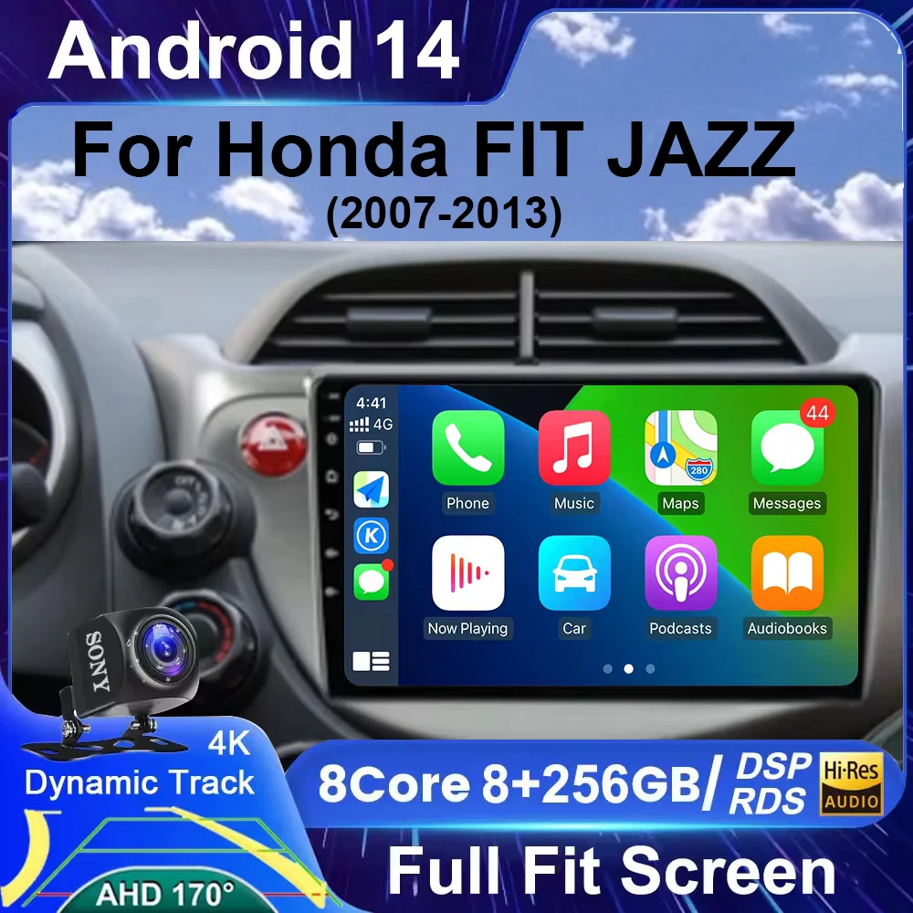 

2 din Android 14 Car Radio For HONDA FIT JAZZ 2007-2013 Multimedia Video Player GPS Navigation RDS 4G Carplay Head unit DSP QLED