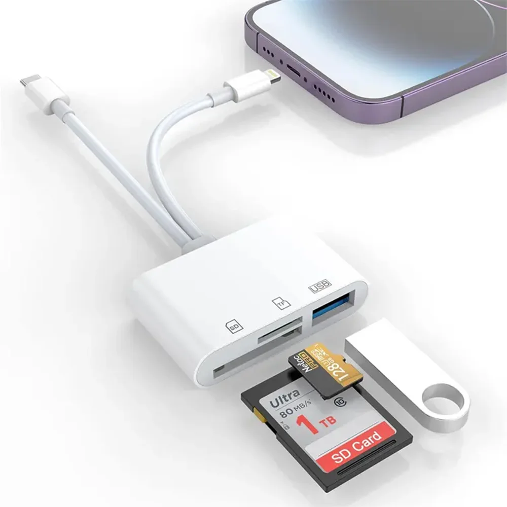 【セール中】iPhone、iPad、MacBook、Samsung、Androidカメラ、その他のデバイス対応 5in1 USB 3.0 Lightning Type C SD TFカードリーダーアダプター