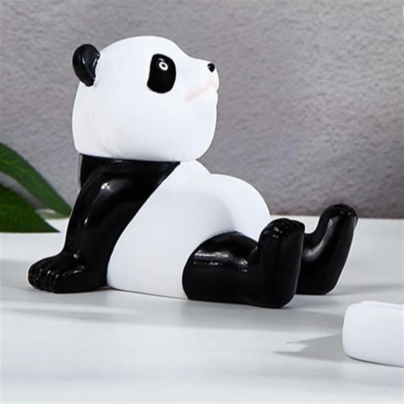 Universal Cute Panda Mobile Phone Holder Stand Modern Resin Sculpture Statue Home Office Desk Decoration image 4