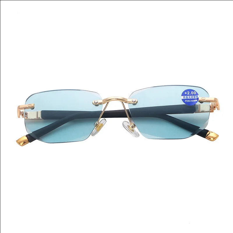 Old people Rimless Progressive Reading Glasses Men Women Near and Far Anti-blue Light Eyesglasses Rectangular Glasses Eyewear