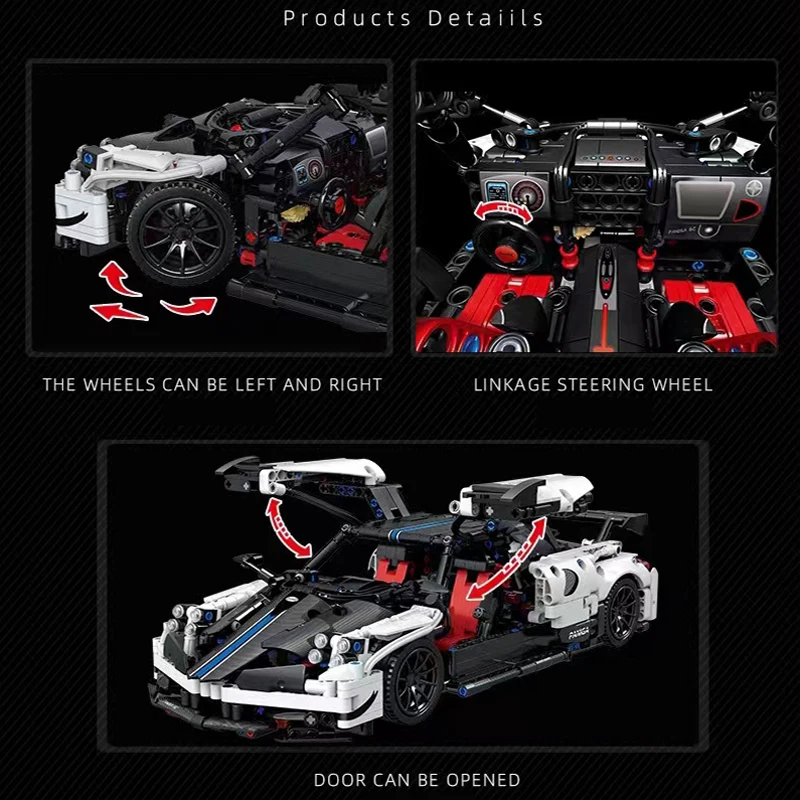 1443PCS Technical Pagani Zonda Sport Car Model Building Blocks Assemble Bricks Vehicle Toys Collection Gifts For Adult Boys