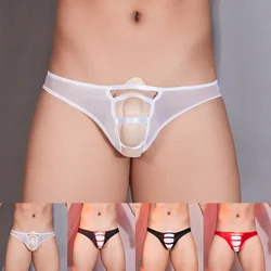 Fashion Men Hollow Out Sexy Thong Underwear Brief Soft Pouch Low Waist Bikini Lingerie Underwear Underpants