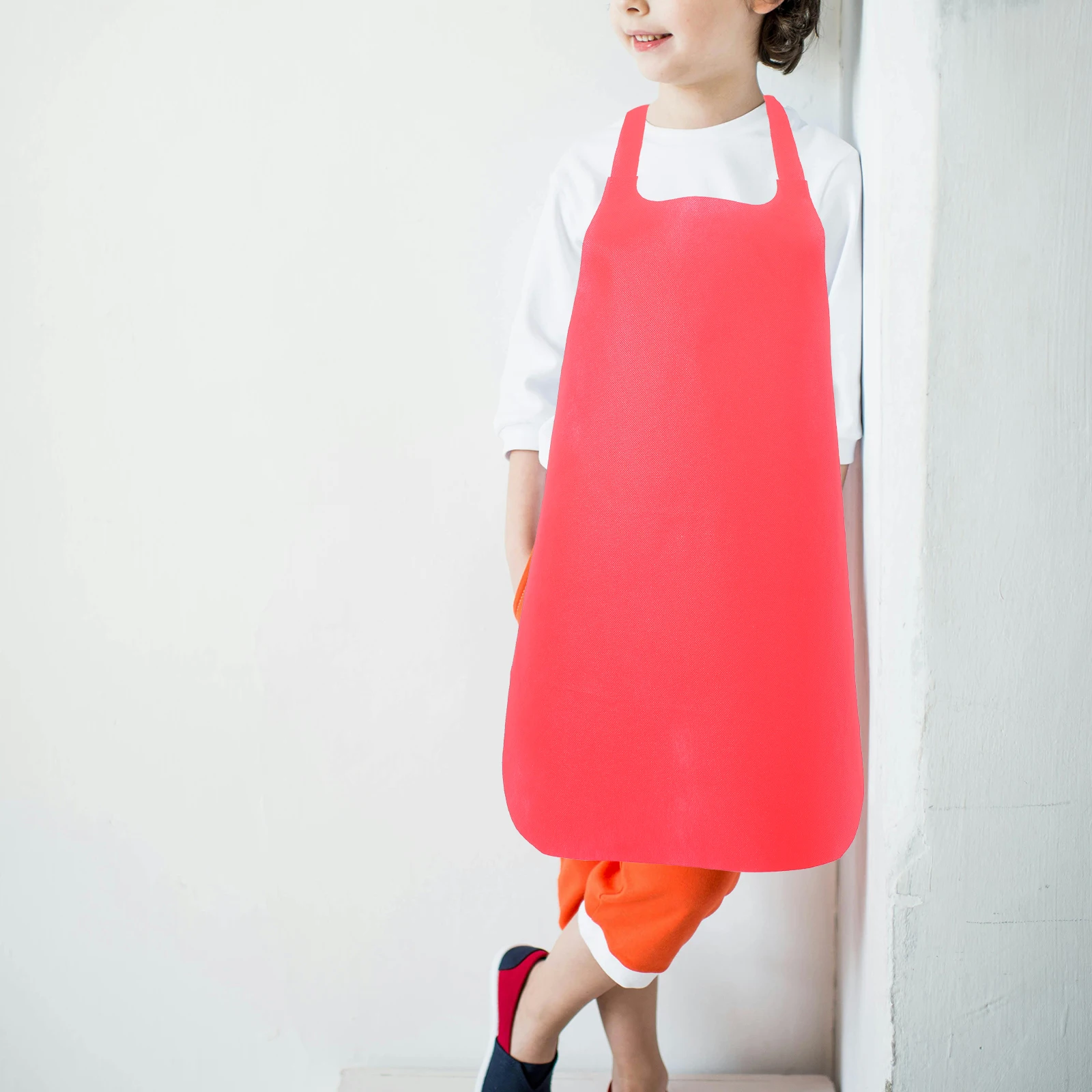 

12pcs Painting Apron Kids Art Smocks Children DIY Disposable Child Drawing Craft Disposable Aprons Baking Red Black
