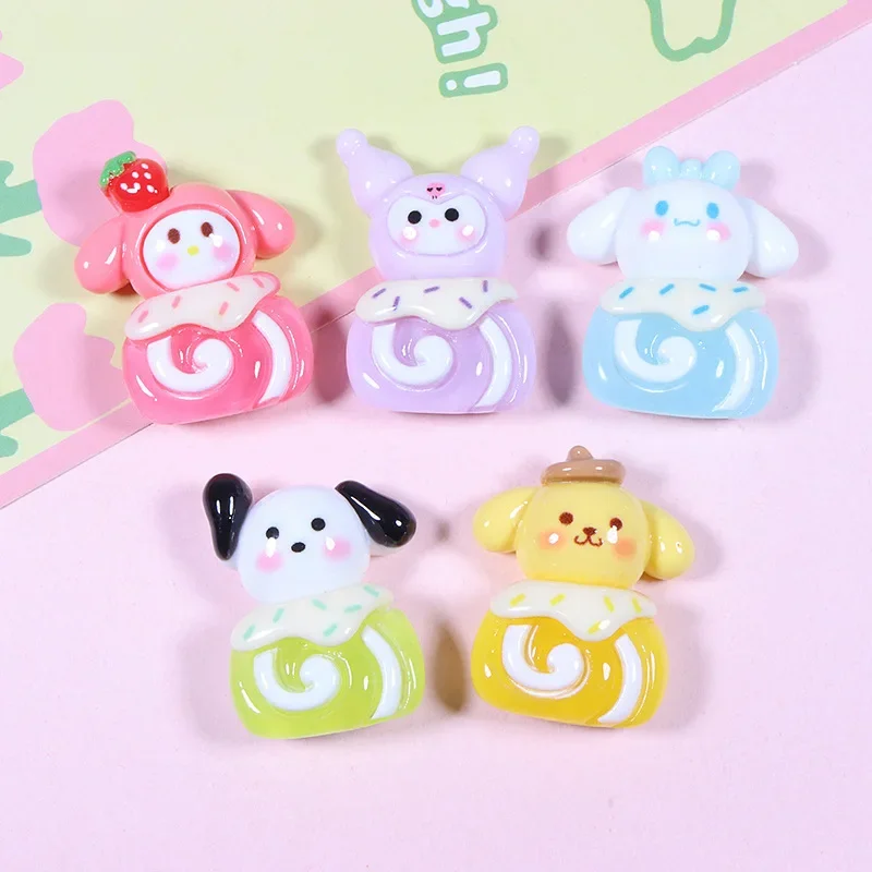 5pcs Luminous cartoon sanrio resin flatback cabochons jewelry accessories diy resin charms for scrapbooking embellishments