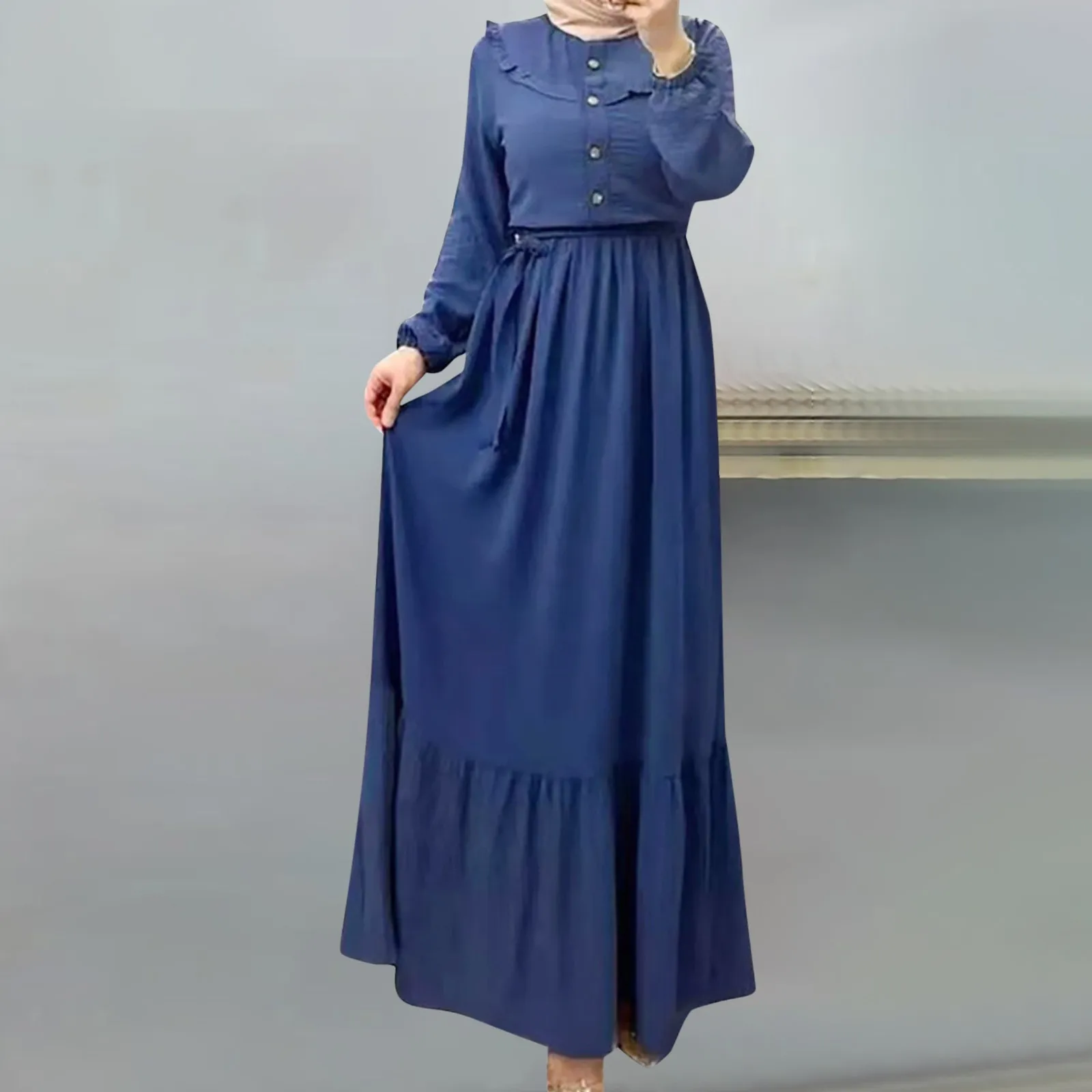 2024 Ramadan Abayas Caftan Kaftan Elegant Vestidos Eid Muslim Women Loose Belt Dress Abaya Party Dresses Dubai Arab Turkey Gown