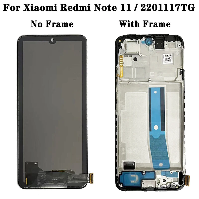 AMOLED LCD For Redmi Note 11 LCD For Xiaomi Redmi Note 11 Display Note11 2201117TG Screen Touch Glass Digitizer  With Frame