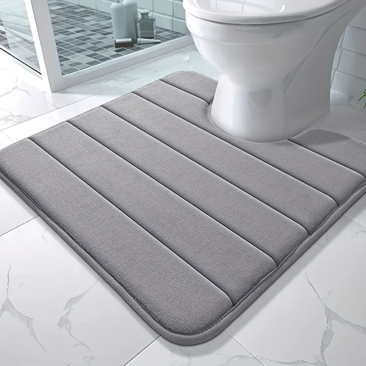 U-shaped Bathroom Carpet Toilet Mat Bathroom Mat Bathroom Carpet Memory Foam Bathroom Mat Anti-skid Super Absorbent