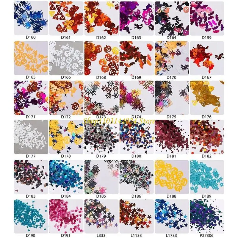 N5KE Halloween Glitter Sequins Flakes Resin UV Epoxy Mold Filler Art Decorations DIY Crafts Jewelry Making Filling