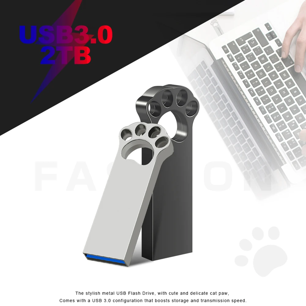 고속 펜 드라이브, 2TB USB 3.0 펜드라이브, 1TB 실버 방수 Cle USB 플래시 드라이브, 512GB 64GB 메모리 USB 스틱, 무료 배송