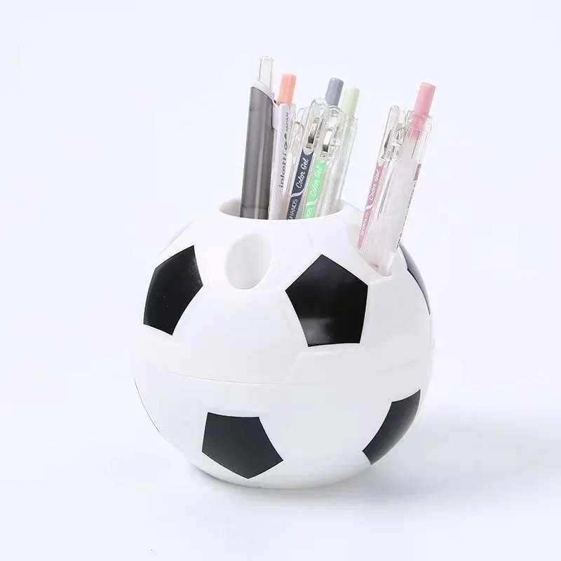 Cute football shape Pen Holder Multifunctional Children\'s Desktop Ornament Large Capacity Stationery Storage Box Organizer