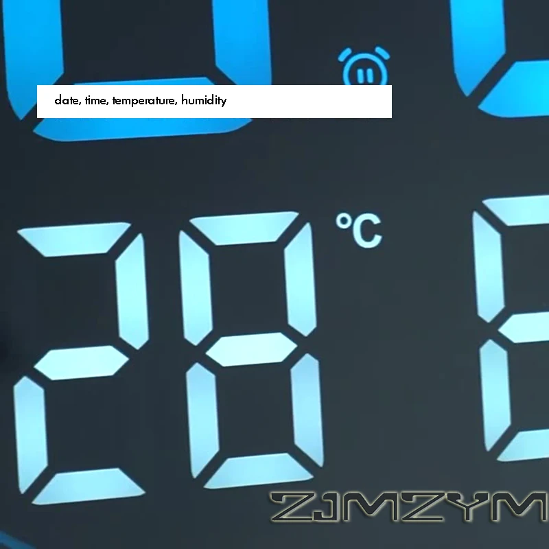 12inch LED Large Digital Wall Clock with Dual Alarms Calendar and Temperature Display Brightness Adjustable Countdown Home Clock