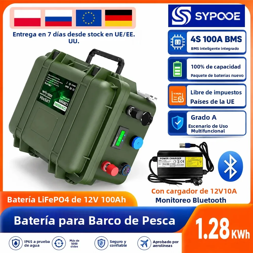 12V LiFePO4 100Ah 200Ah 140Ah 24V LFP Battery Pack Portable USB PD 6000+ Cycle Bluetooth BMS Boat 12.8V Lithium Battery EU Stock