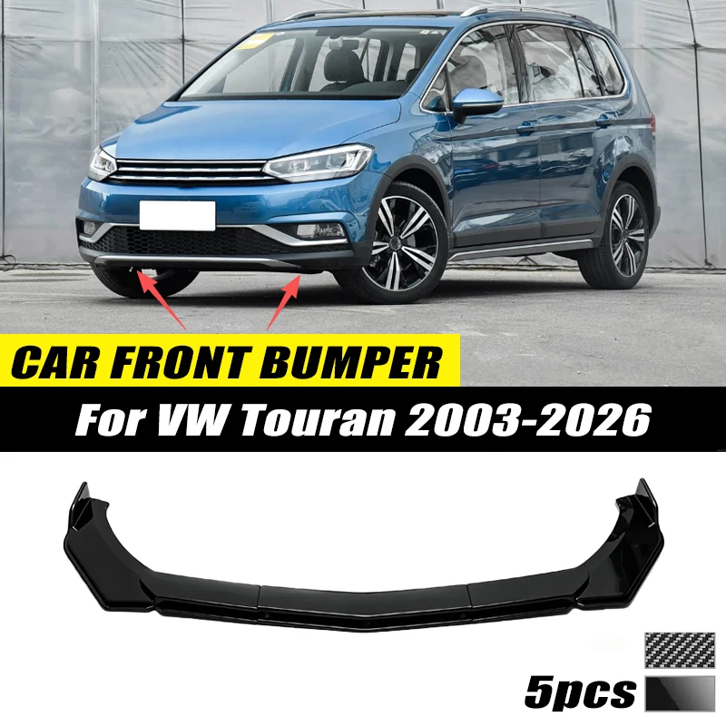 For VW Touran 2003-2026 Front Bumper Lip Front Guard Spoiler High-quality ABS Material Body Kit Front Lip Accessories