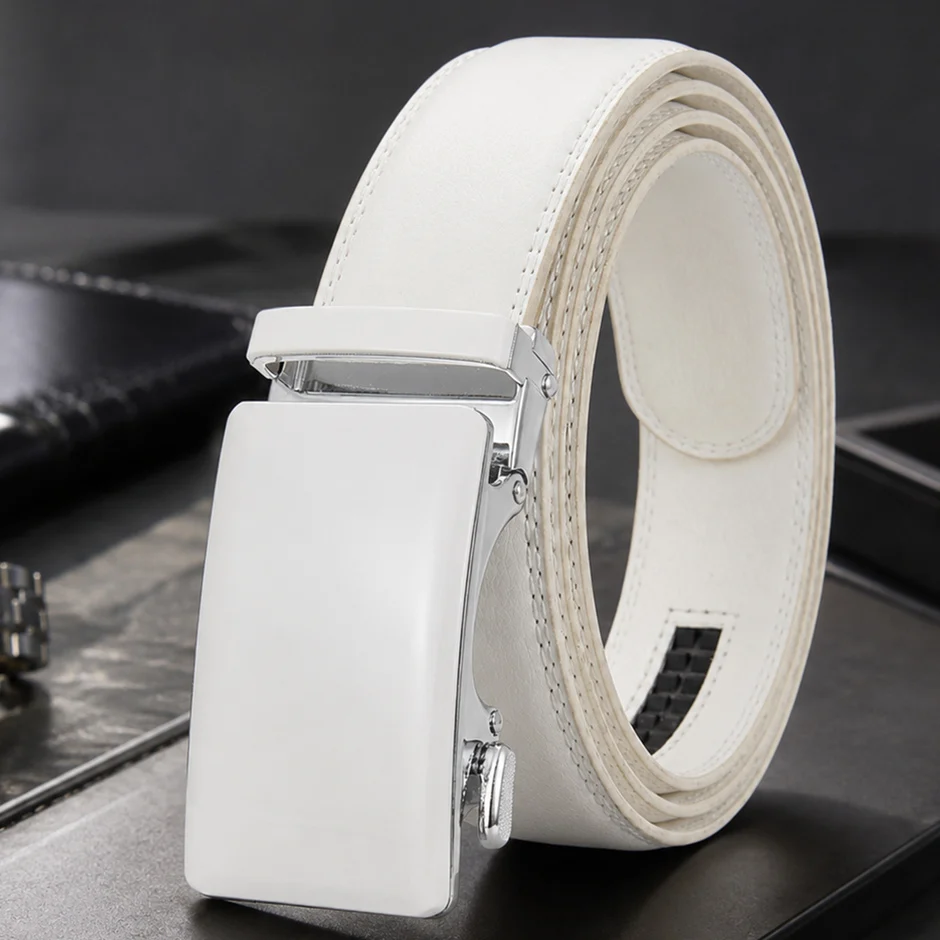 New Arrival Black Blue Red Man Belt Genuine Leather Luxury Designer Mens Ratchet Belts Top Quality Automatic Belt Male B1551
