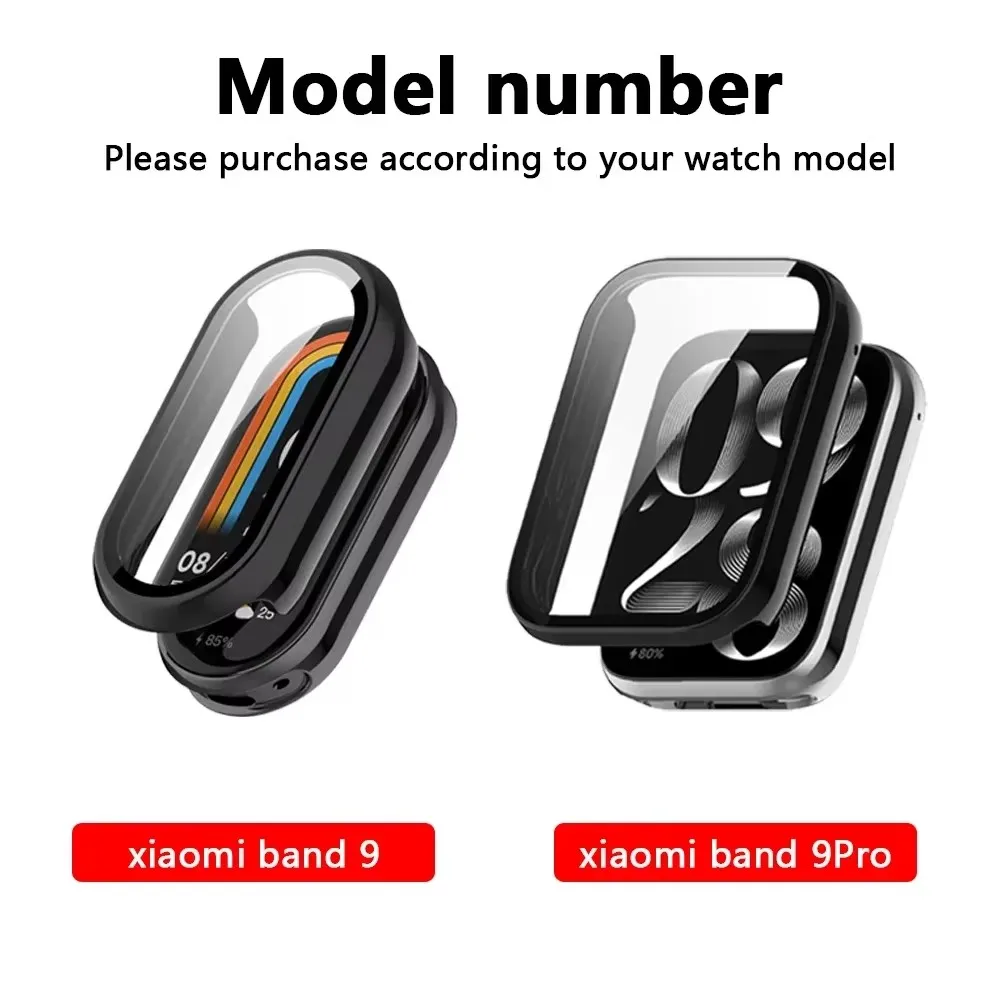 Tempered Glass+Case for Xiaomi Band 9Pro Smartband Anti-scratch Film Frame Bumper Protective Cover for Xiaomi Band 9 Accessories