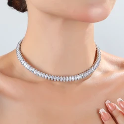 Luxury Bridal Fashion Crystal Rhinestone Choker Necklace Women Wedding Accessories Tennis Chain Chokers Jewelry Collier Femme