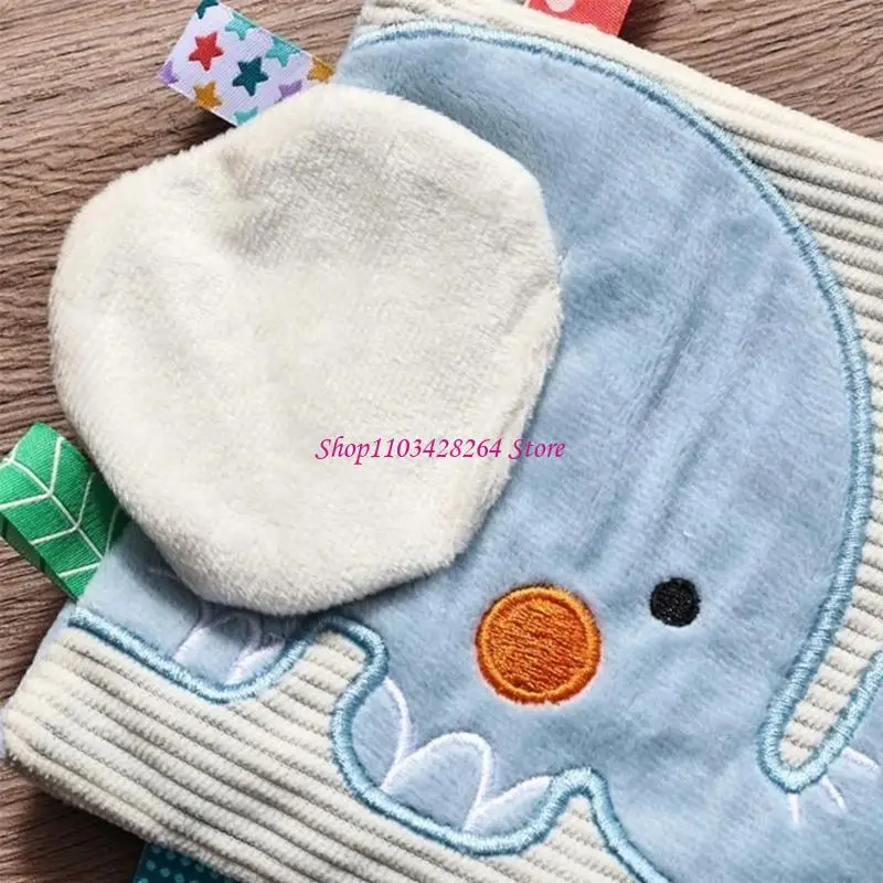  Cartoon Elephant Soothing Towel Soft Baby Teething Cloth With Silicone Teether