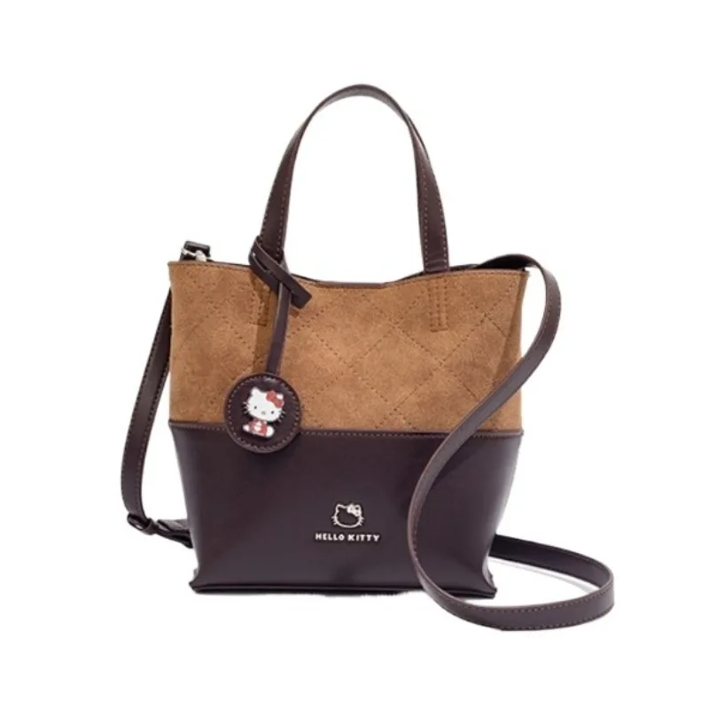 

Hello Kitty Bucket Handbag and Purse Set for Women Vintage Color Block Hand Carry Shoulder Crossbody Luxury Commute